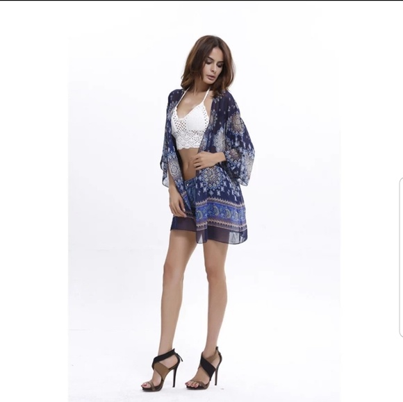 🔥Floral Chiffon Kimono Coverups Red Only - Picture 7 of 7